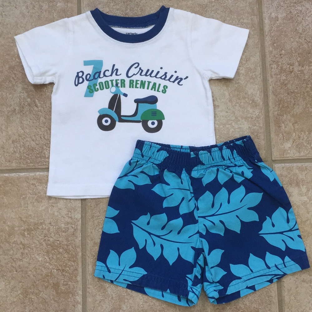 Carter’s Beach Scooter Tee Shirt and Leaf Shorts